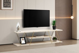 Hanah Home Soporte de TV Canaz - Gold, Travertine